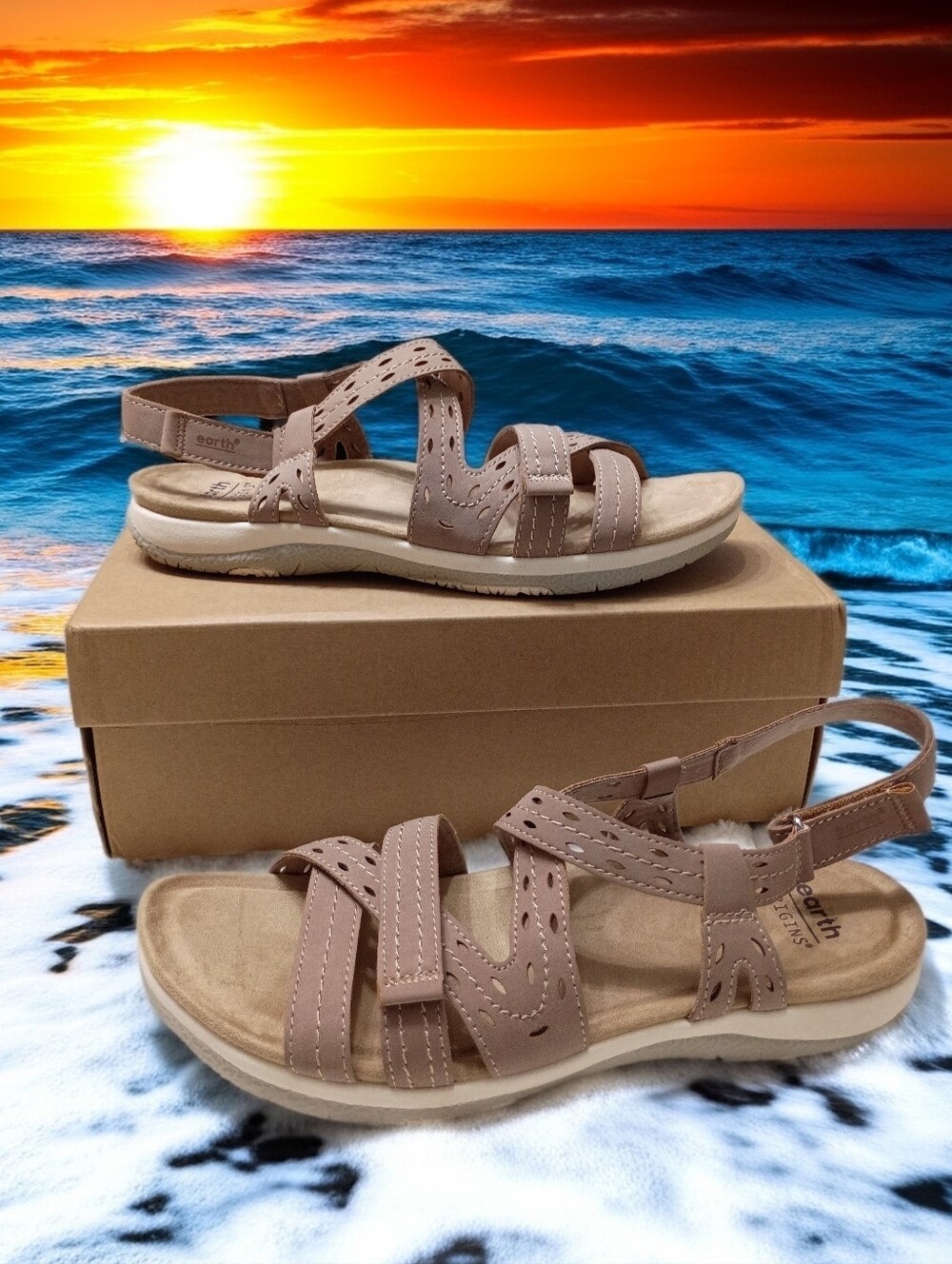 New Earth Origins Sass Women's Mauve Strappy Comfort Sandals 9.5M